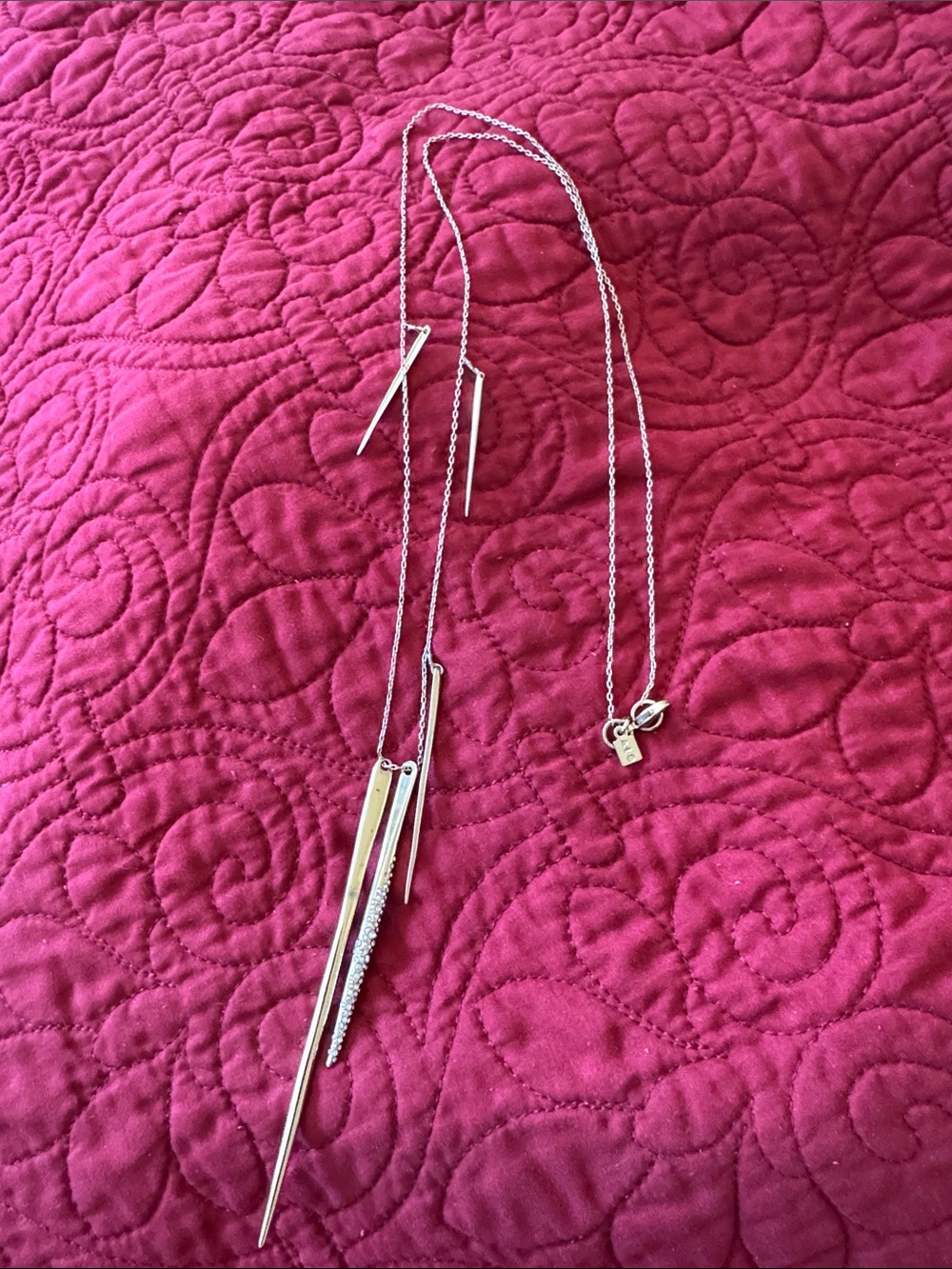 Alexis Bittar Gold Linear Spike Necklace with Matching Threader Earrings